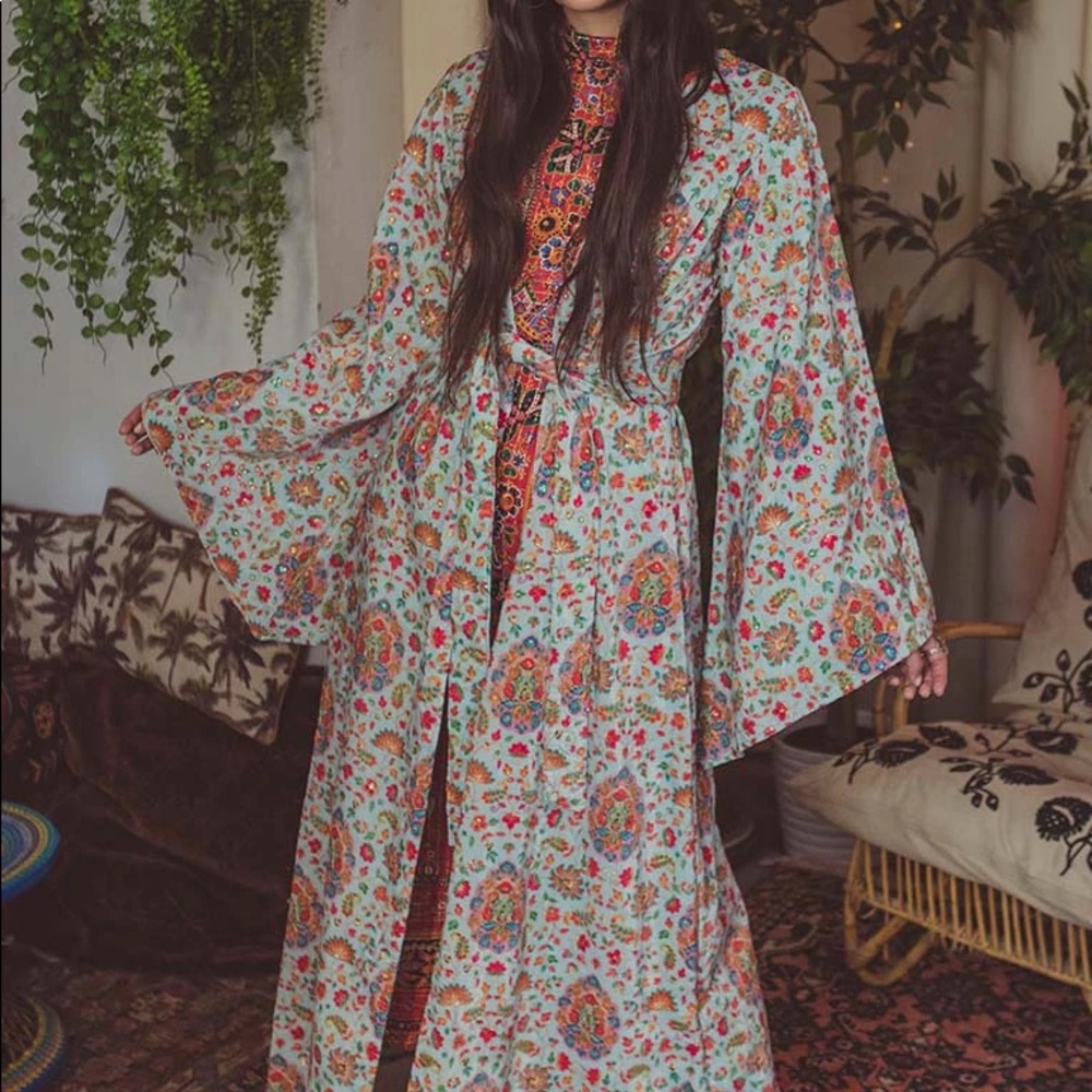 'Her Majesty' Blue Rainbow Velvet Embroidered Iconic Gown